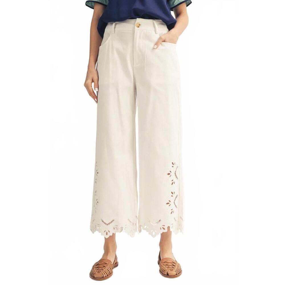 NEW JODIFL eyelet hem cropped pants in white